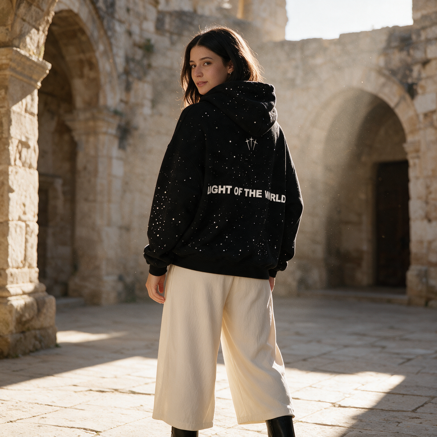 Jesus is the light rhinestone hoodie